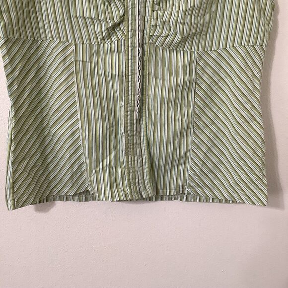 Vintage Y2K 2000s Preppy Retro Green Stripe Light Academia Sleeveless Blouse XL - Picture 3 of 8